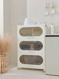 Multi-Layer Storage Cabinet with Flip-Down